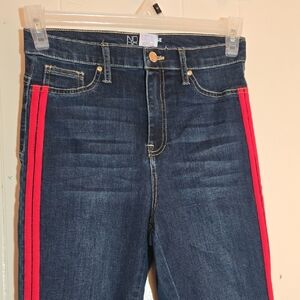 High Rise Women's Jeans with Red Accents